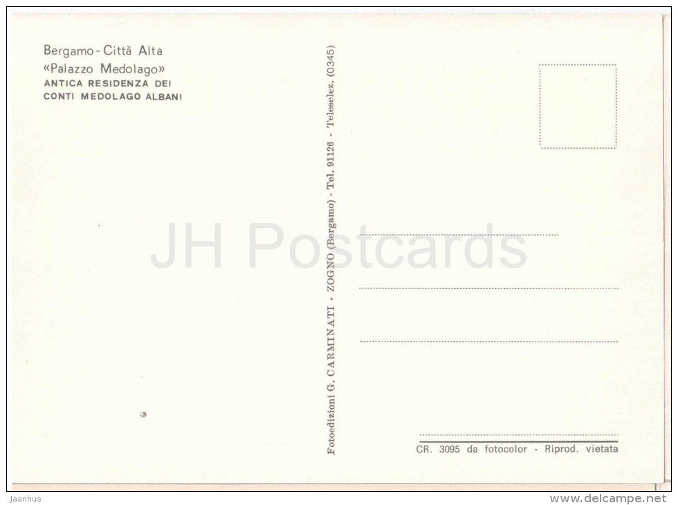 Palazzo Medolago - Citta Alta - Bergamo - Lombardia - 4 - Italia - Italy - unused - JH Postcards