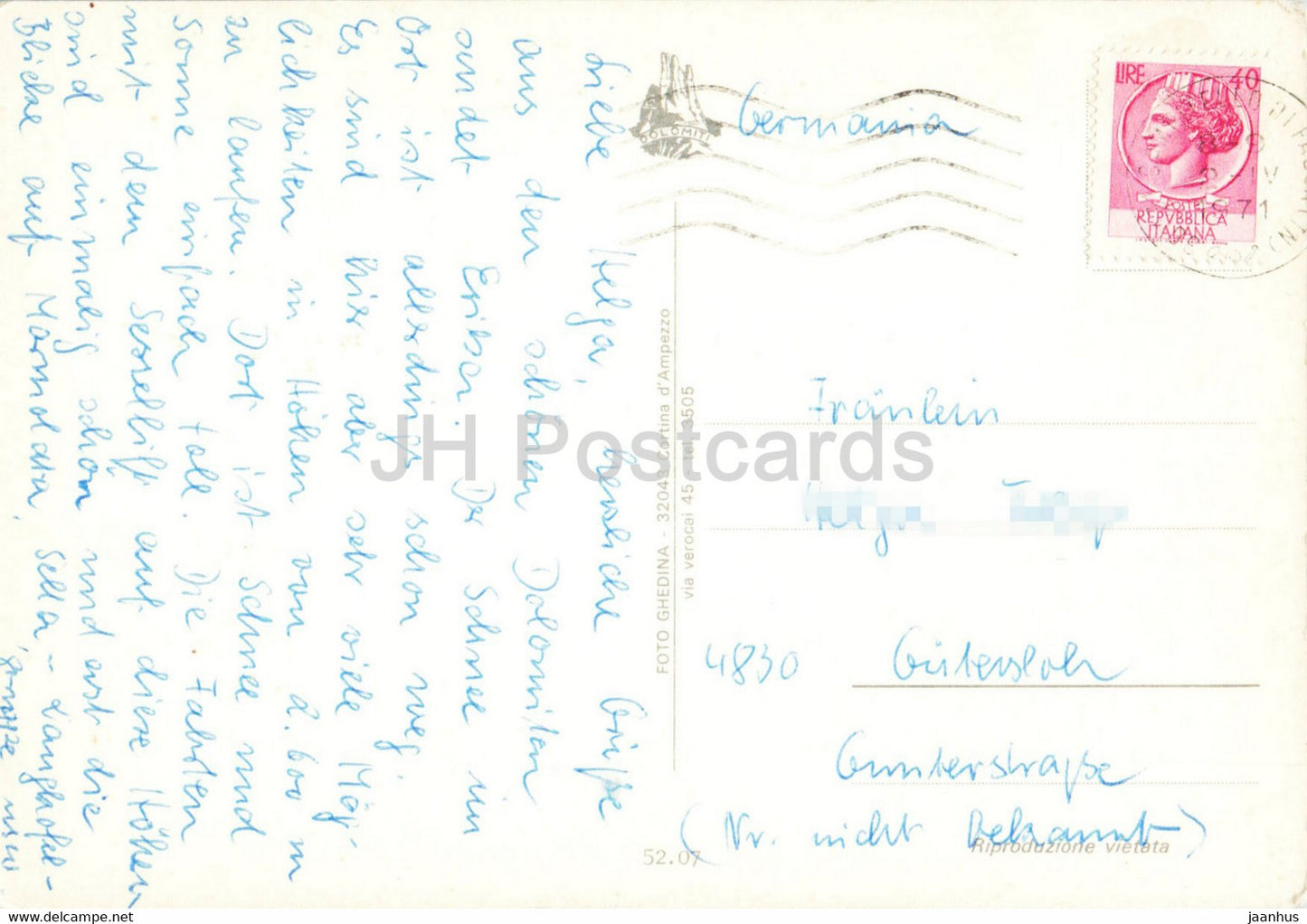 Saluti da Campitello m 1448 Val di Fassa - alpine skiing - 1971 - Italy - used