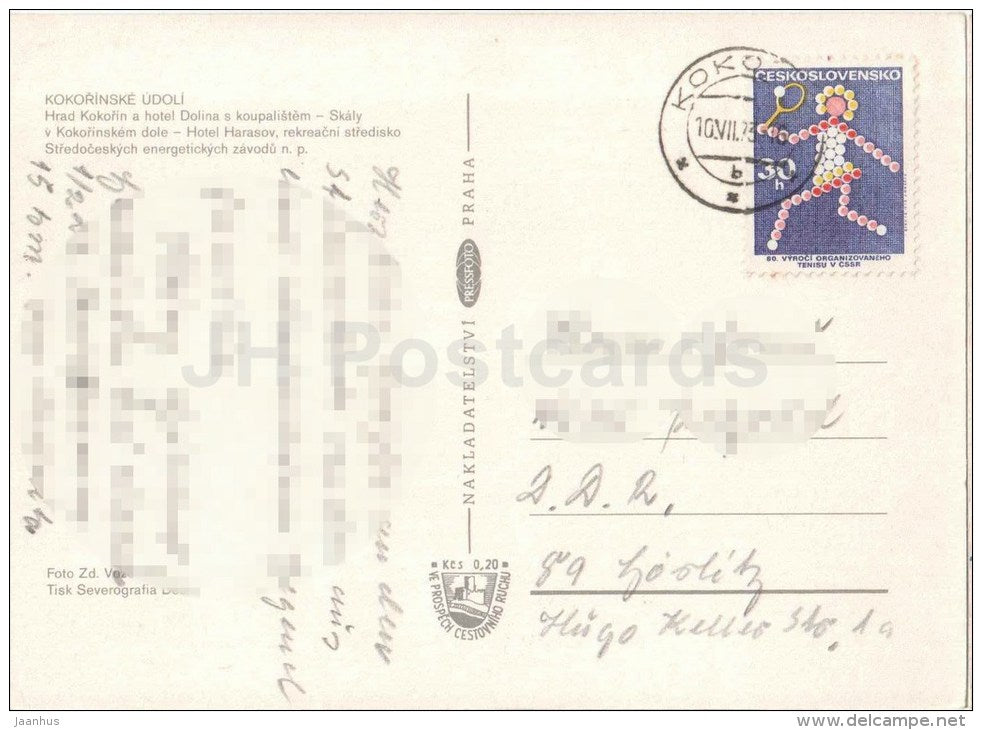 Kokorinske Udoli - Kokorin castle - hotel Dolina - rocks - hotel Harasov - Czechoslovakia - Czech - used 1973 - JH Postcards