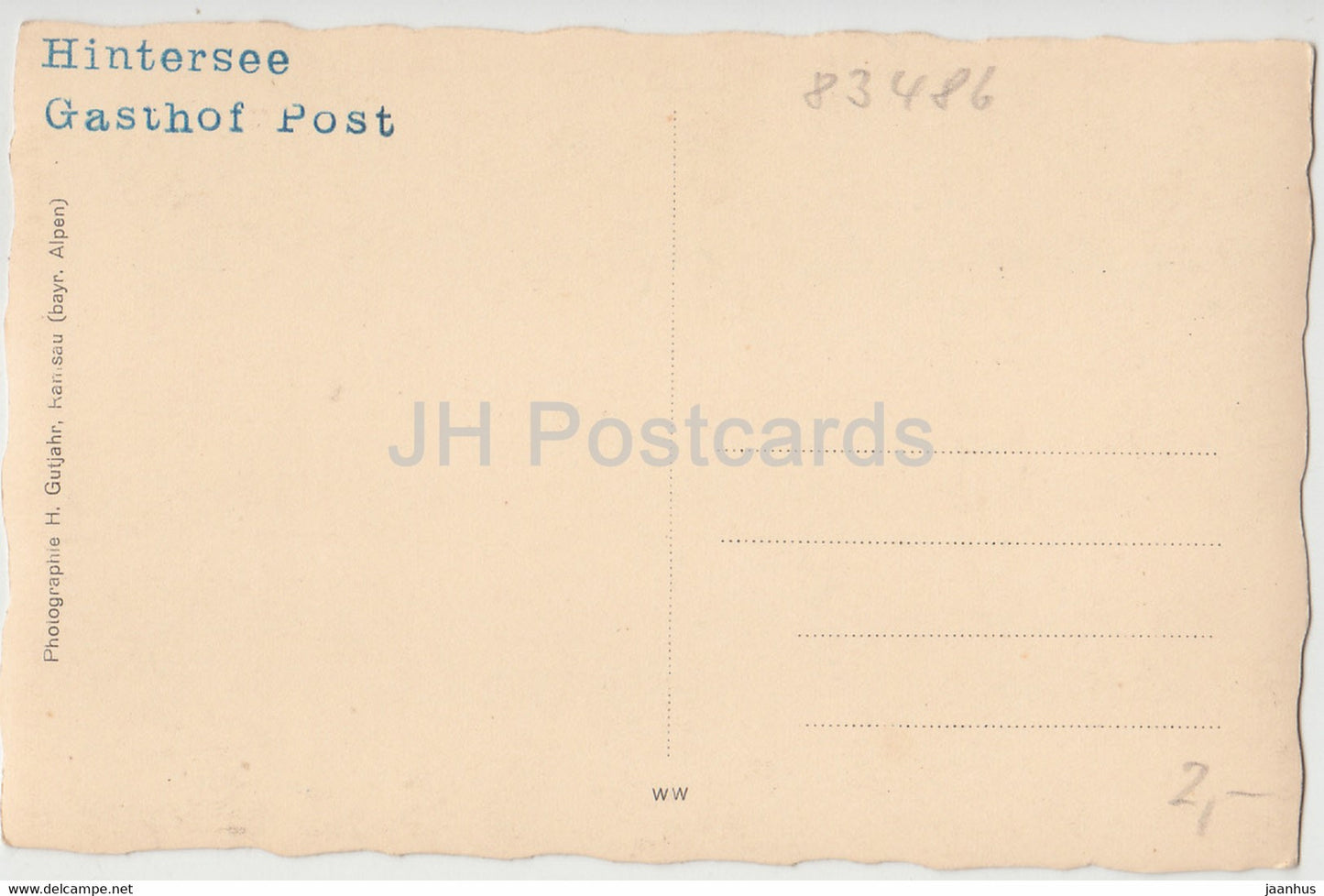 Hintersee - Gasthof Post - 314 - old postcard - Germany - unused