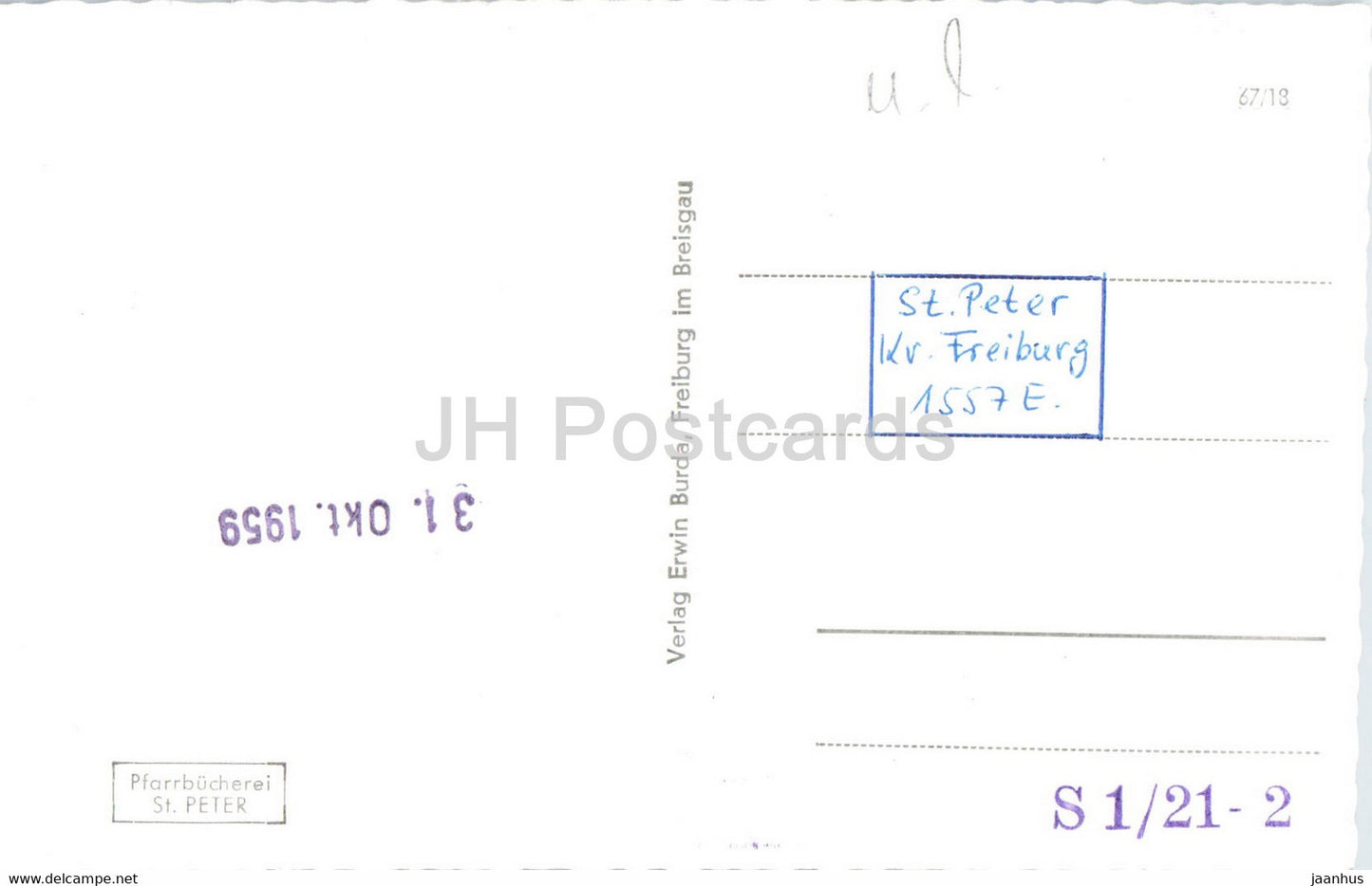 Hohenluftkurort St Peter mit Feldberg - old postcard - 1959 - Germany - used