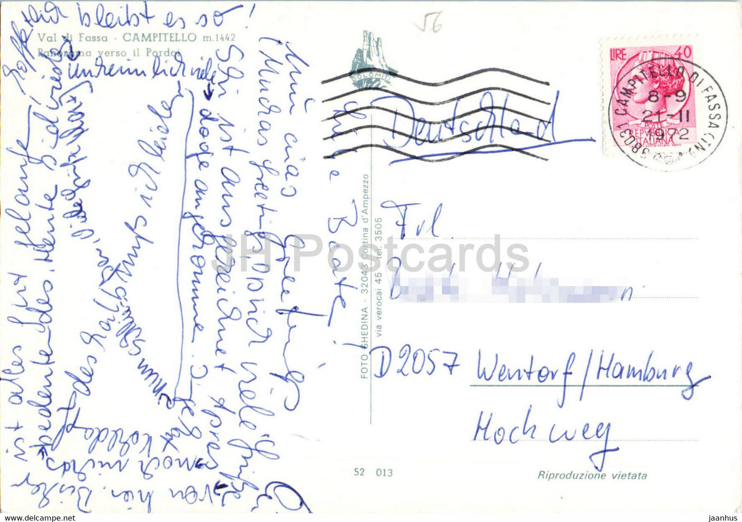 Val di Fassa - Campitello 1442 m - Panorama verso il Pordoi - 1972 - Italy - used