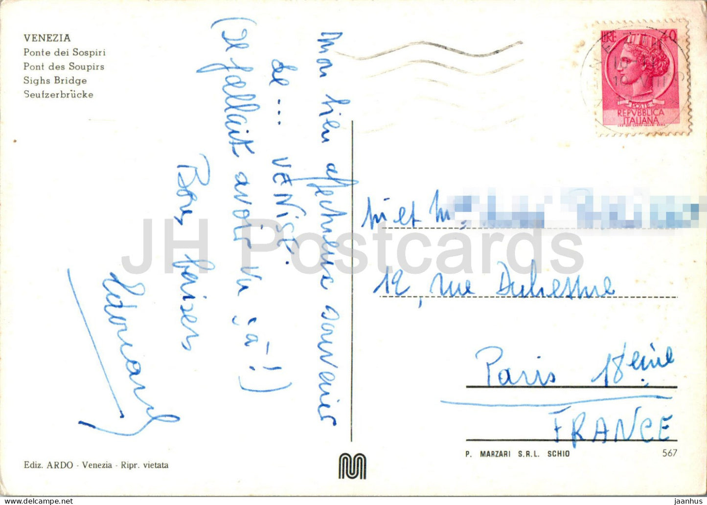 Venezia - Venedig - Ponte dei Sospiri - Seufzerbrücke - Boot - Gondel - 1972 - Italien - gebraucht