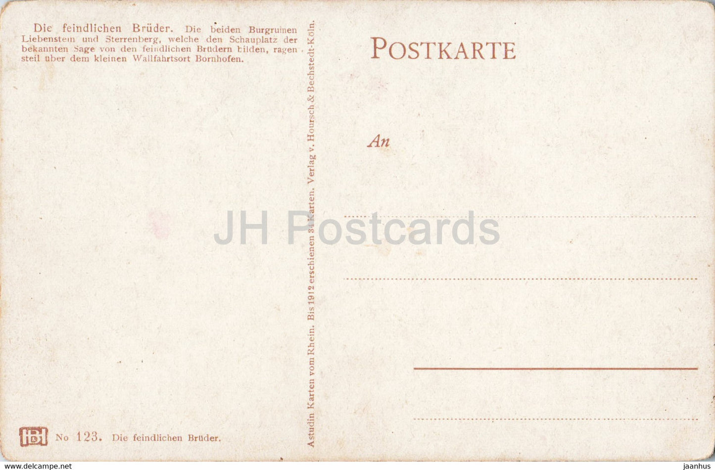 Die Feindlichen Bruder - boat - illustration - 123 - old postcard - Germany - unused