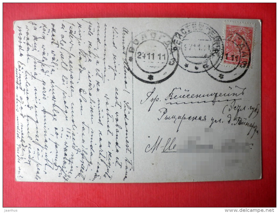 painting - Don`t be Sad - angel - woman - art - 505 - sent from Vologda to Estonia Weissenstein Imperial Russia 1911 - JH Postcards