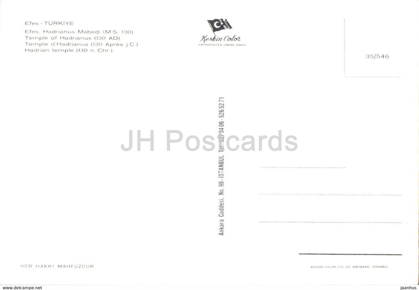 Efes - Tempel des Hadrianus - Antike Welt - Keskin Color - Türkei - unbenutzt