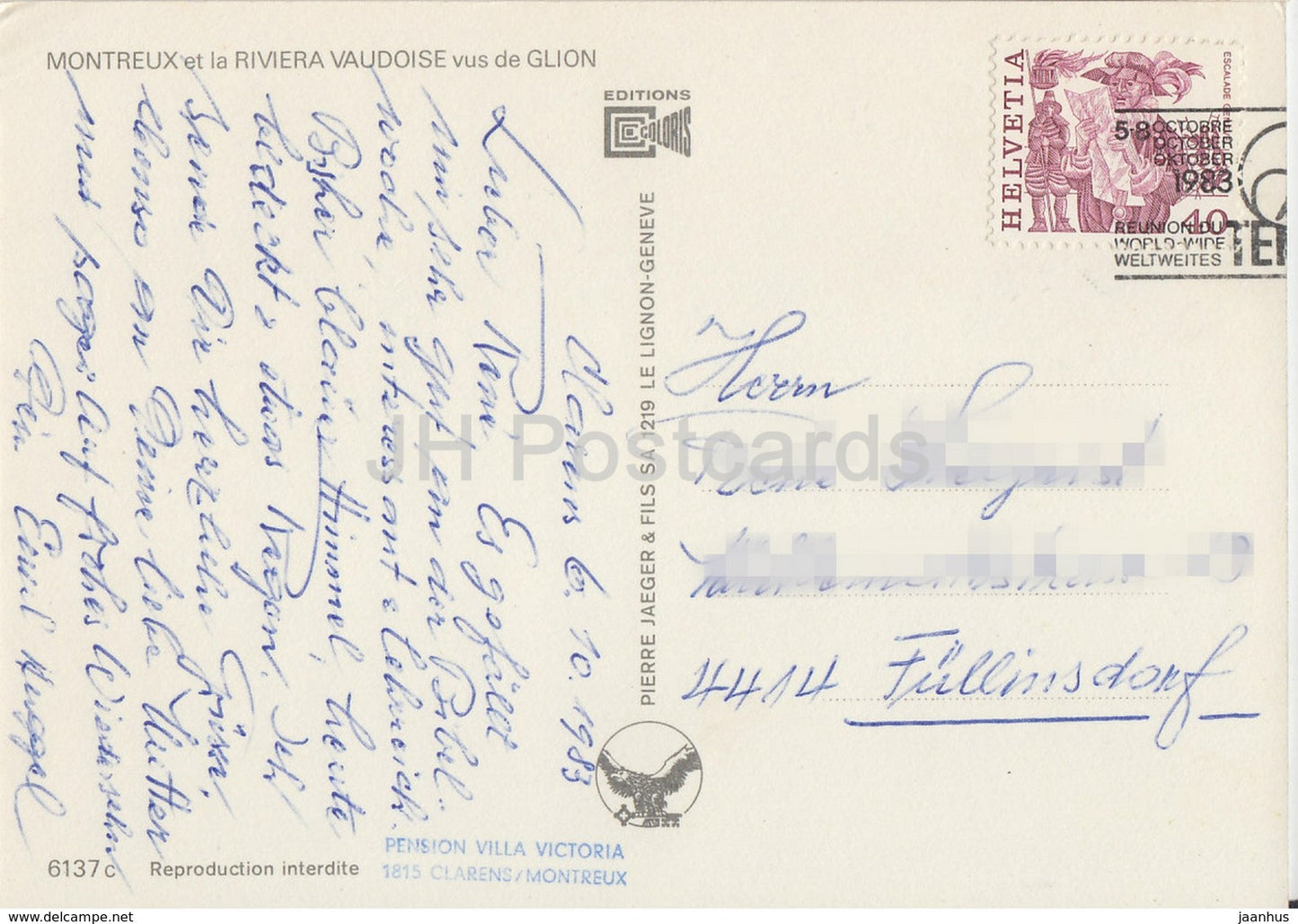 Montreux et la Riviera Vaudoise vus de Glion - 11 - 1983 - Switzerland - used