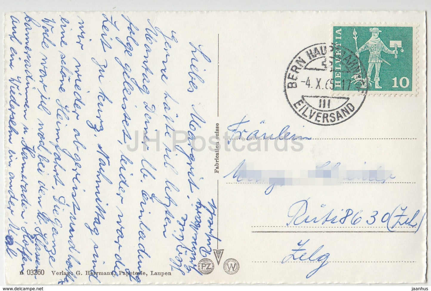 Schloss Laupen - Schloss - Vögel - Schwan - 03260 - Schweiz - alte Postkarte - 1965 - gebraucht