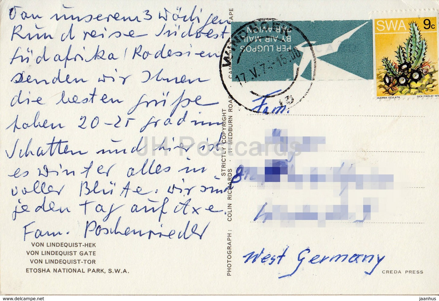 Etosha National Park - Von Lindequist Gate - van - 1974 - South West Africa - Namibia - used