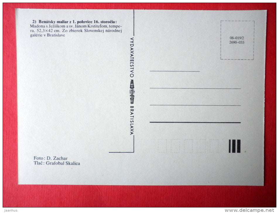 painting by Venetian painter - Madonna with Child and St John the Baptist , 16th century - italian art - unused - JH Postcards