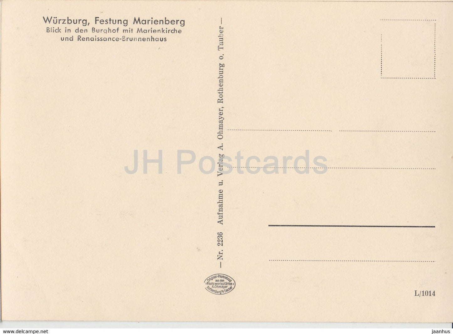 Wurzburg - Festung Marienberg - Blick in den Burghof mit Marienkirche - old postcard - Germany - unused