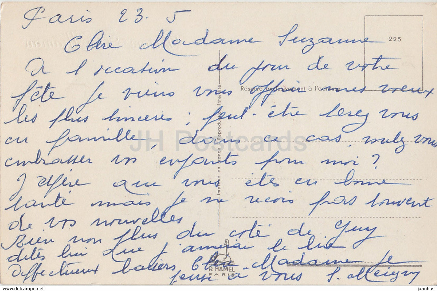 Geburtstagsgrußkarte – Bonne Fete Maman – Blumen – Tulpe – R. Hamel – Illustration – alte Postkarte – Frankreich – gebraucht