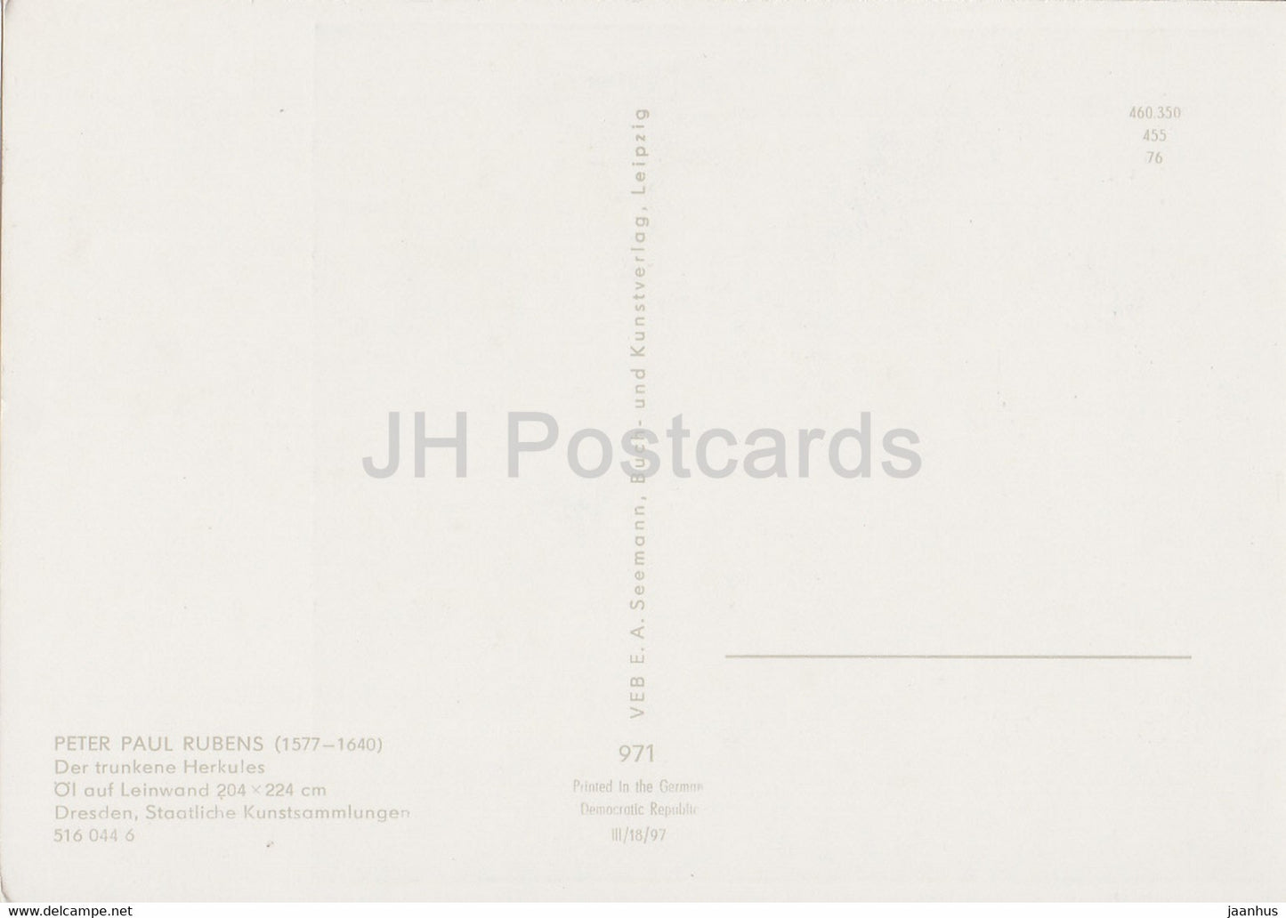 painting by Peter Paul Rubens - Der trunkene Herkules - Drunk Hercules - Flemish art - Germany DDR - unused