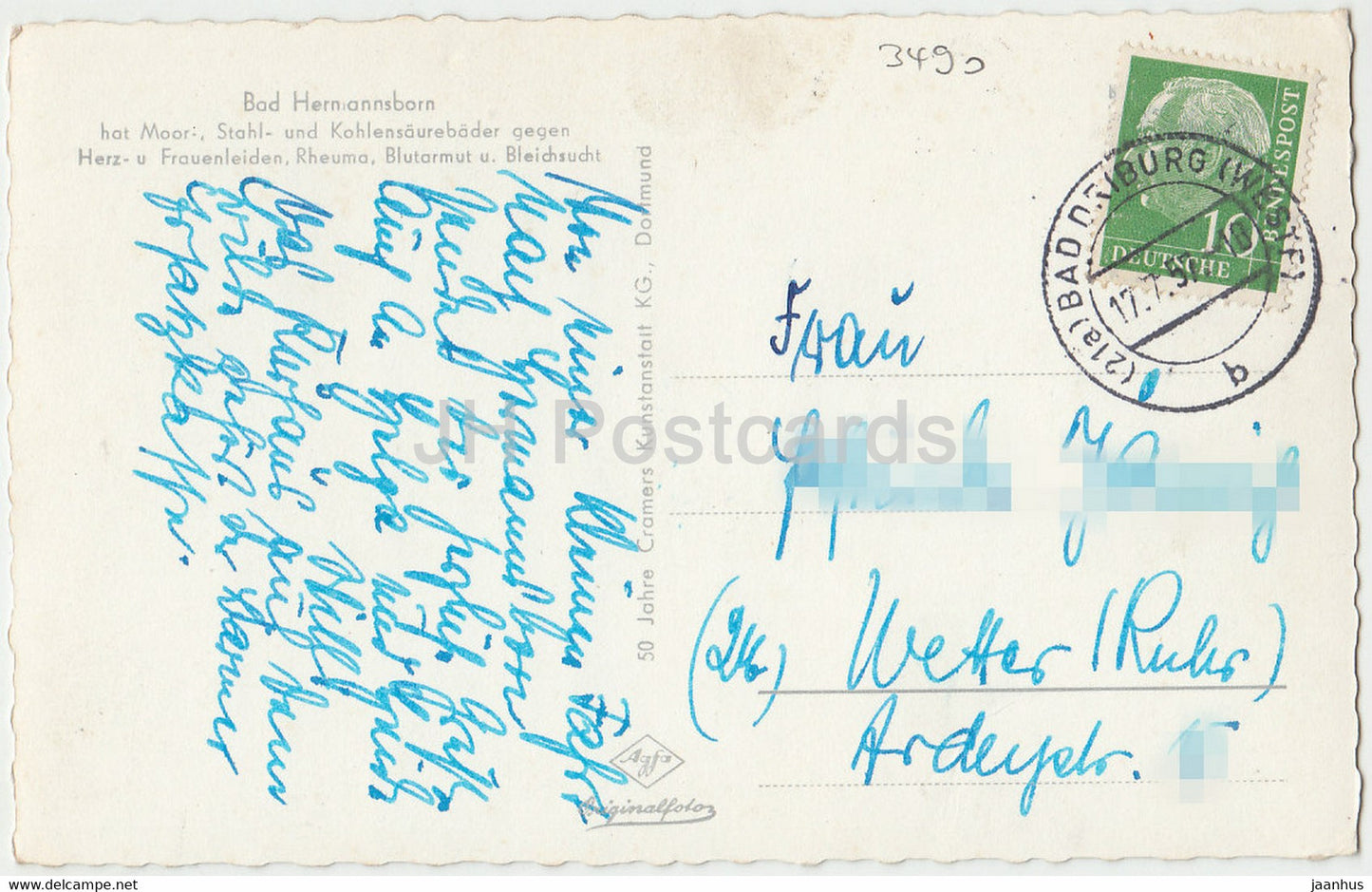 Bad Hermannsborn - carte postale ancienne - 1957 - Allemagne - utilisé