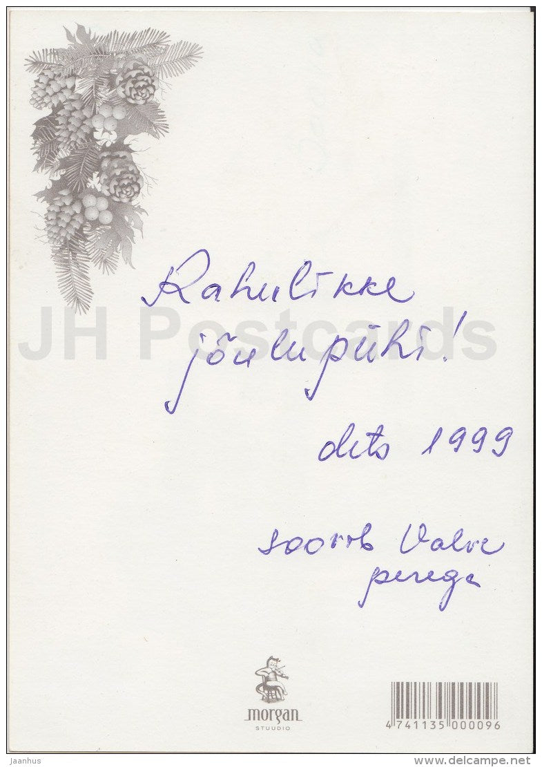 Christmas Greeting Card - candles - decoration - Estonia - used in 1999 - JH Postcards