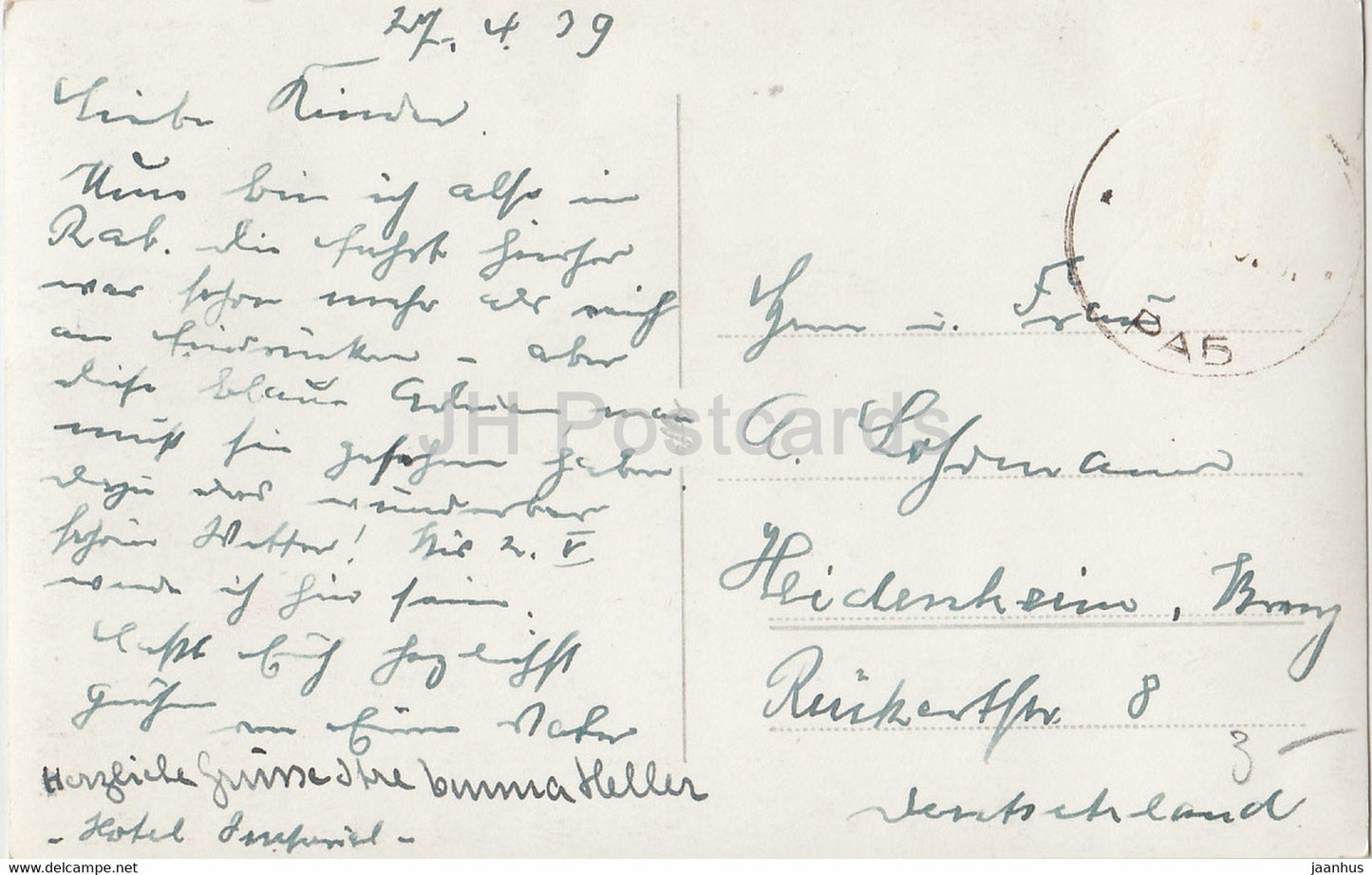 Rab - old postcard - 1939 - Croatia - used