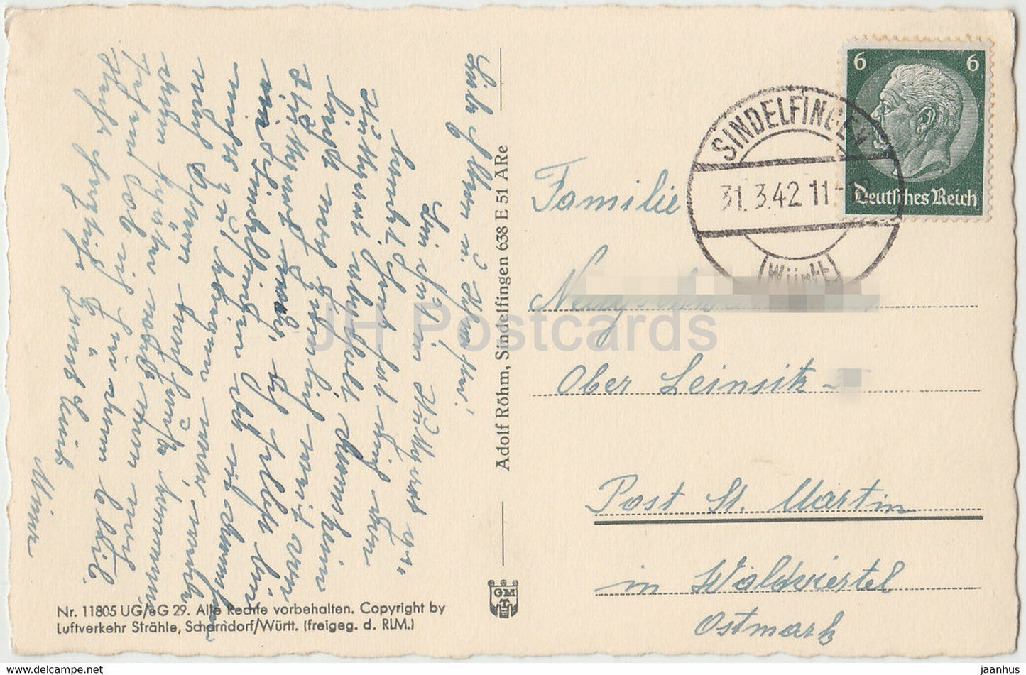 Sindelfingen - 11805 - alte Postkarte - 1942 - Deutschland - gebraucht