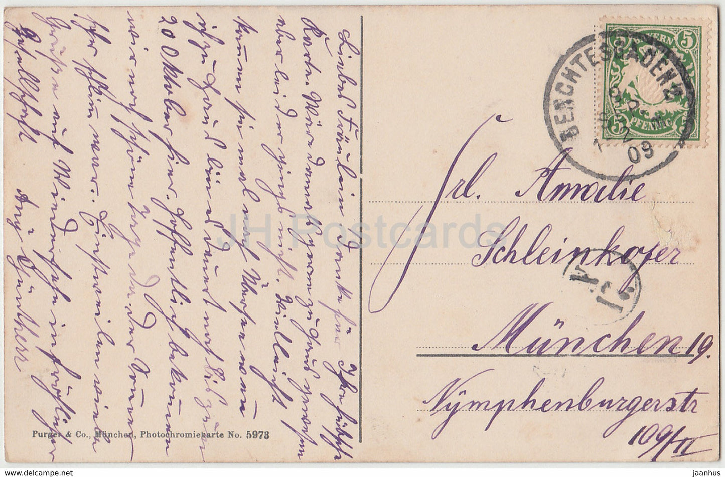 Almbachklamm - 5973 - alte Postkarte - 1909 - Deutschland - gebraucht