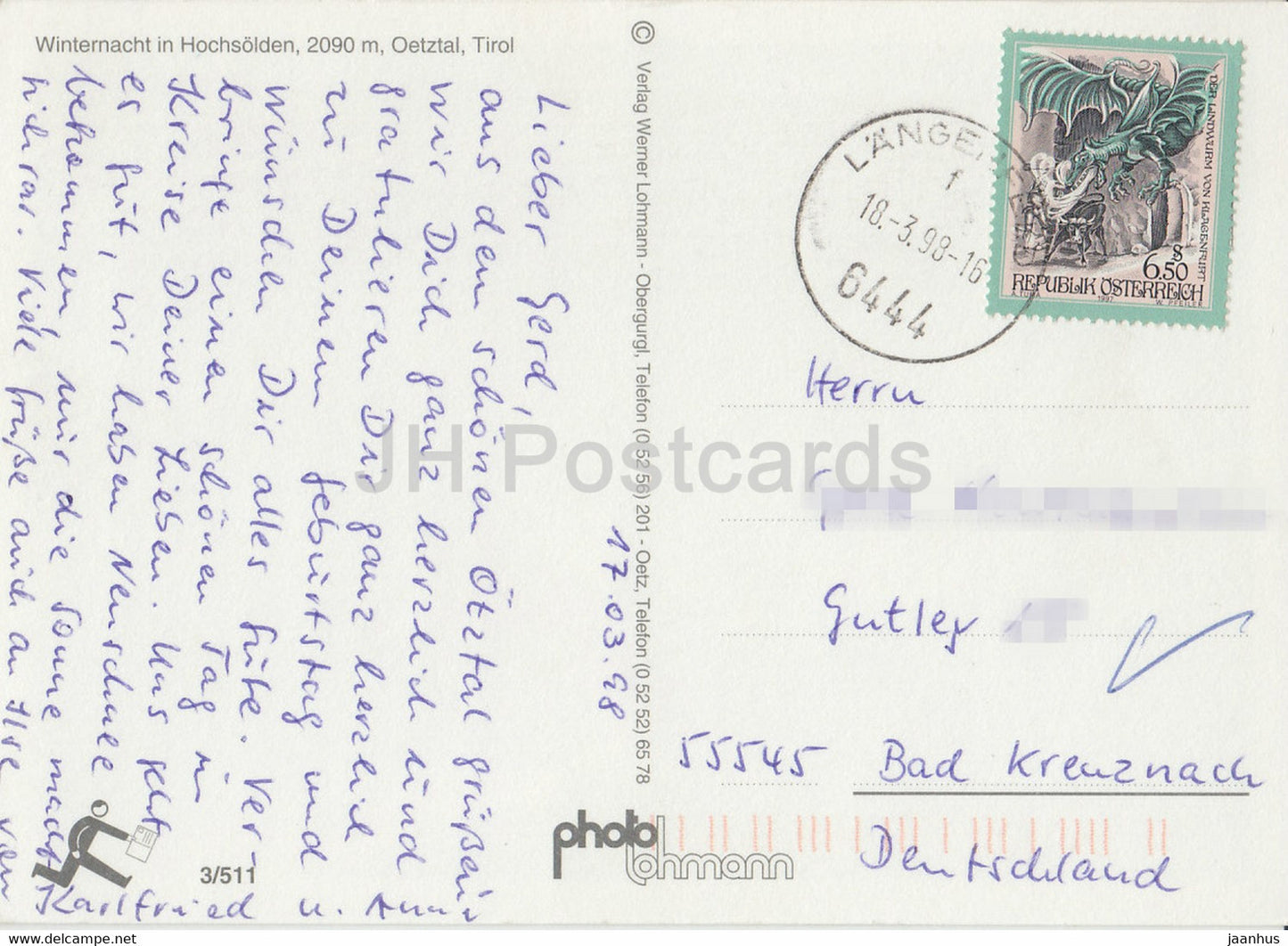 Winternacht im Hochsolden 2090 m - Oetztal Tirol - 1998 - Autriche - occasion