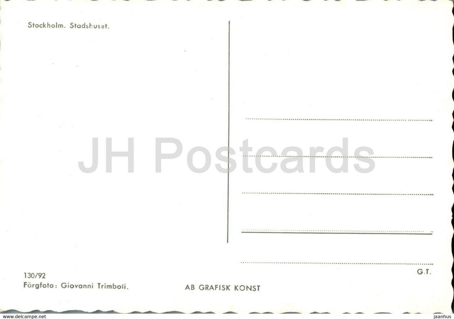 Stockholm - Stadshuset - 130/92 - Suède - inutilisé