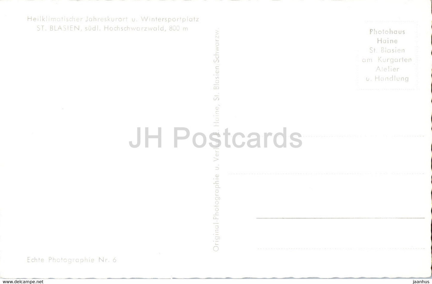 St Blasien - sudl Hochschwarzwald - carte postale ancienne - Allemagne - inutilisée