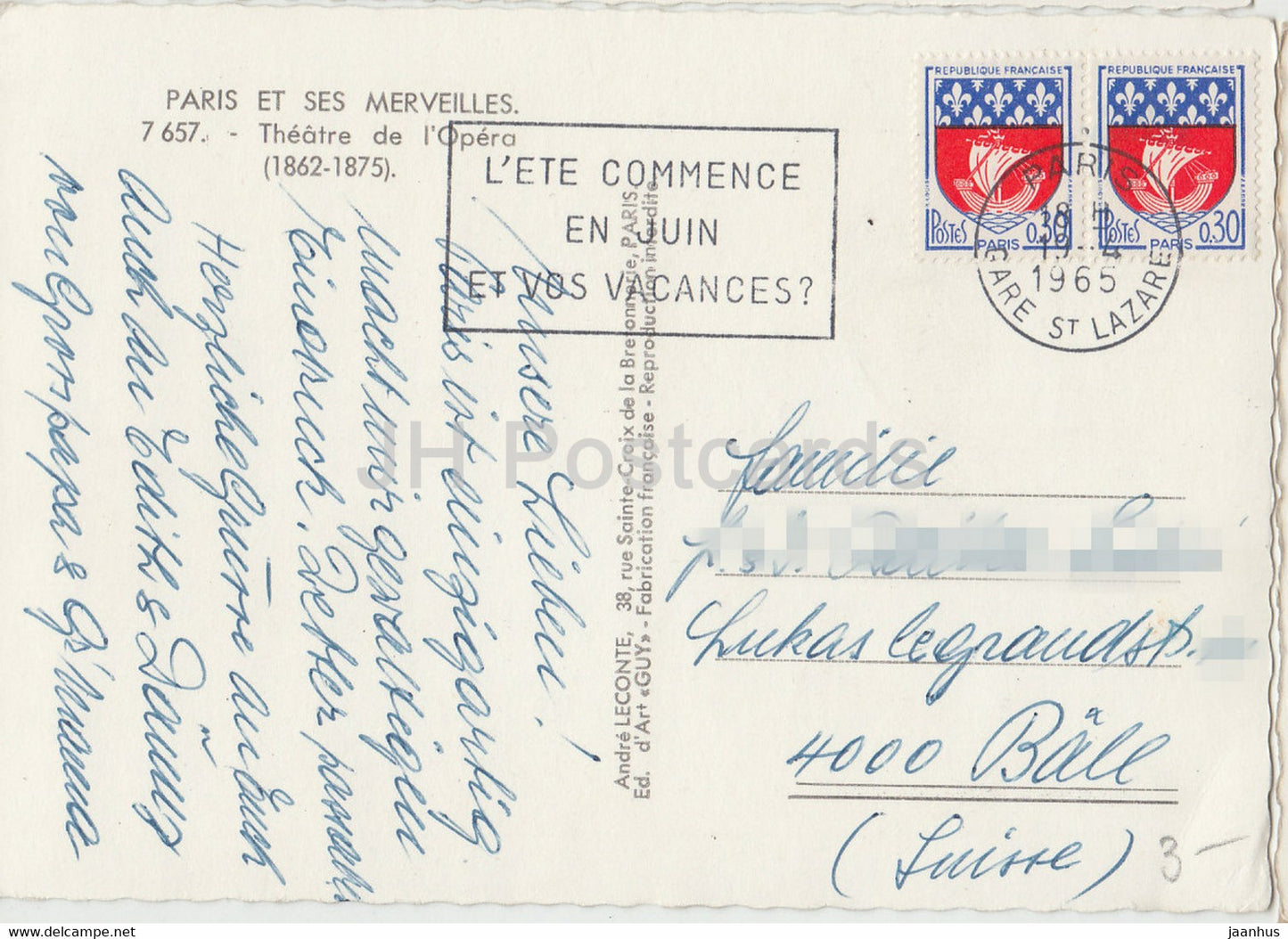 Paris et ses Merveilles - Theatre de l'Opera - car - 1965 - France - used