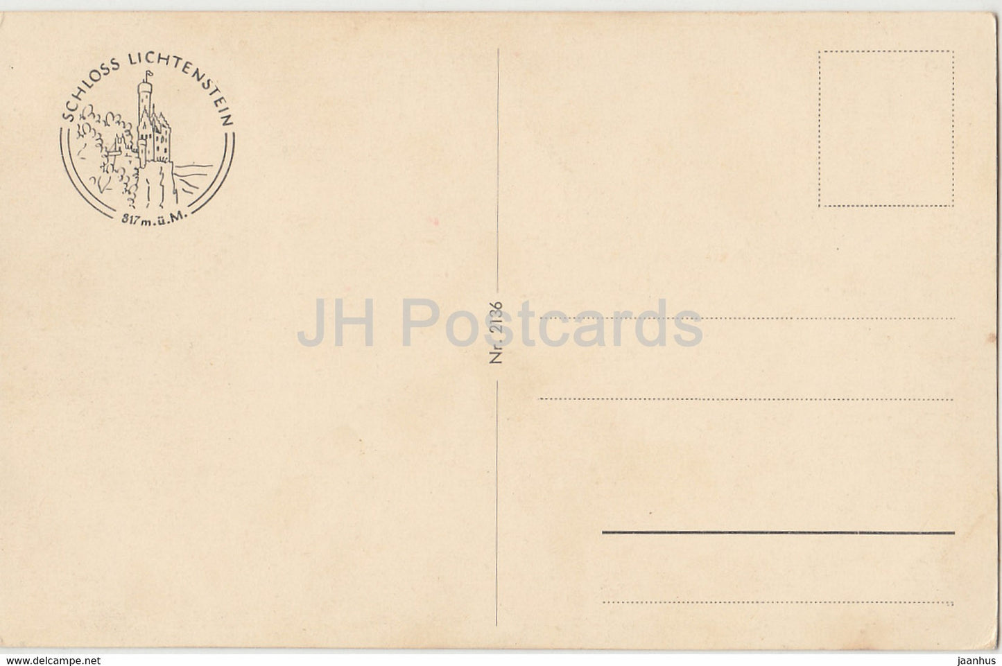 Schloss Lichtenstein 817 m - castle - 2136 - old postcard - Germany - unused