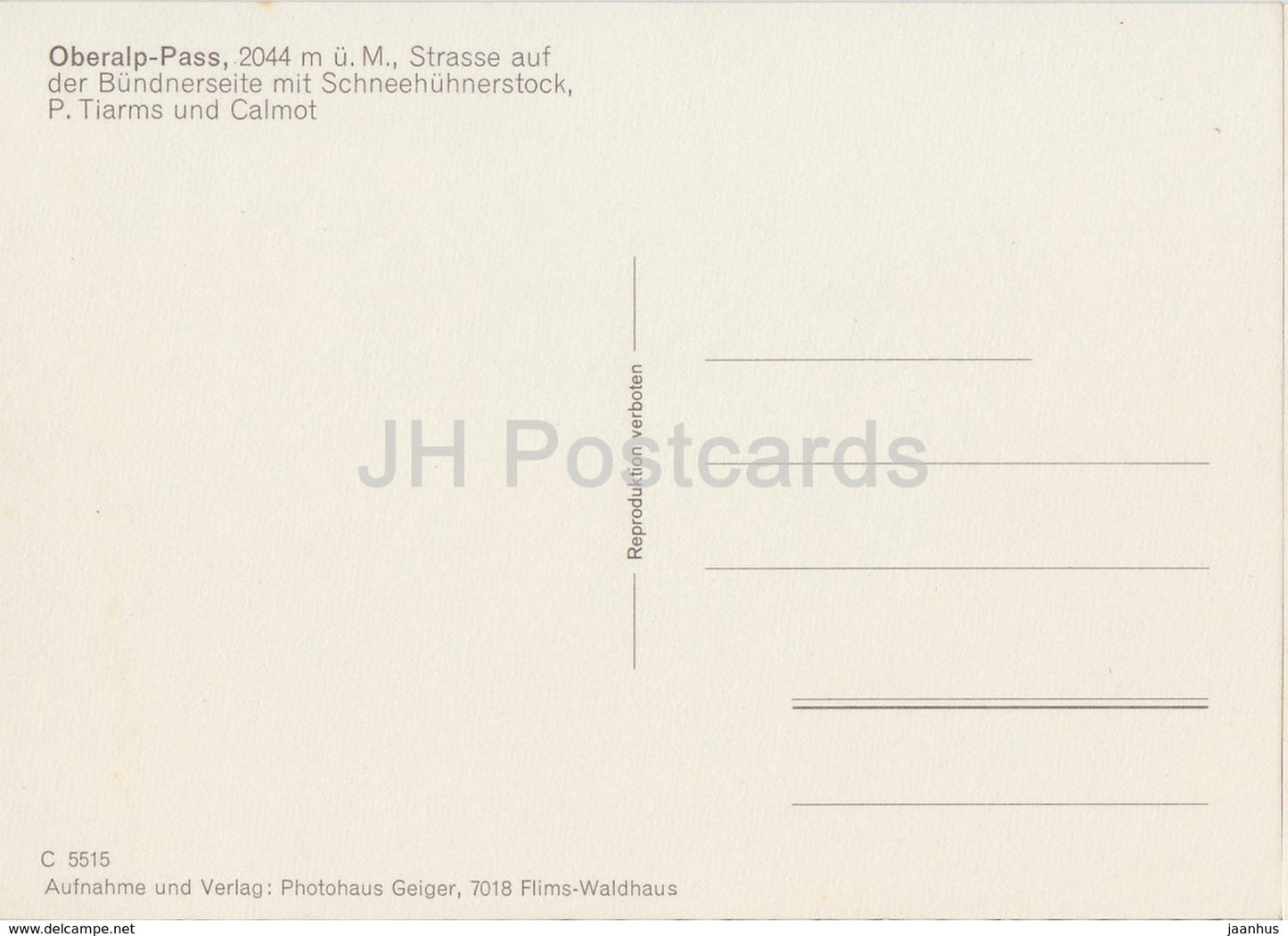 Oberalp pass 2044 m - Strasse auf der Bundnerseite mit Schneehuhnerstock - 5515 - Switzerland - unused