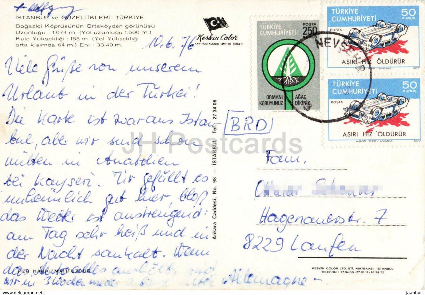 Istanbul - Bosphorus Bridge - Keskin - 1976 - Turkey - used