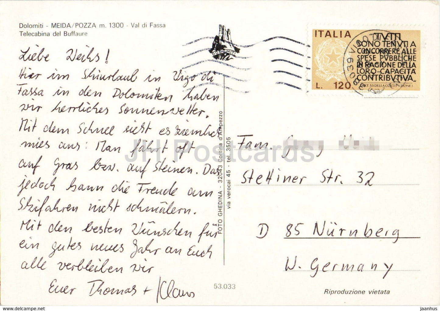 Dolomiti - Meida - Pozza - Val di Fassa - Telecabina del Buffaure - cable car - Italy - used