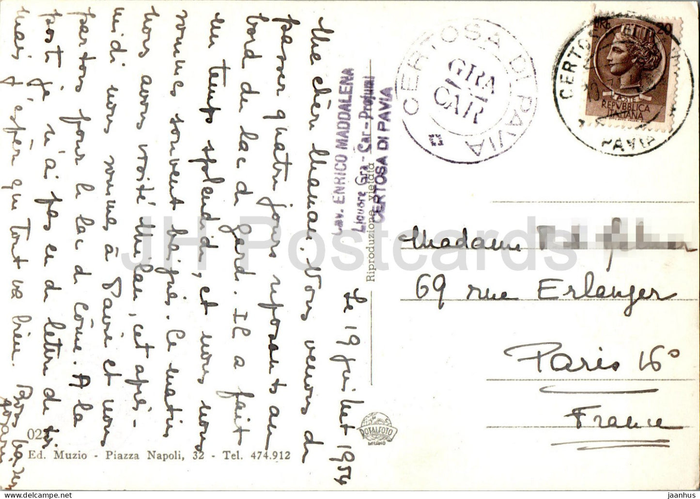 Certosa di Pavia - Facciata della Chiesa - Facade of the Church - old postcard - 1954 - Italy - used