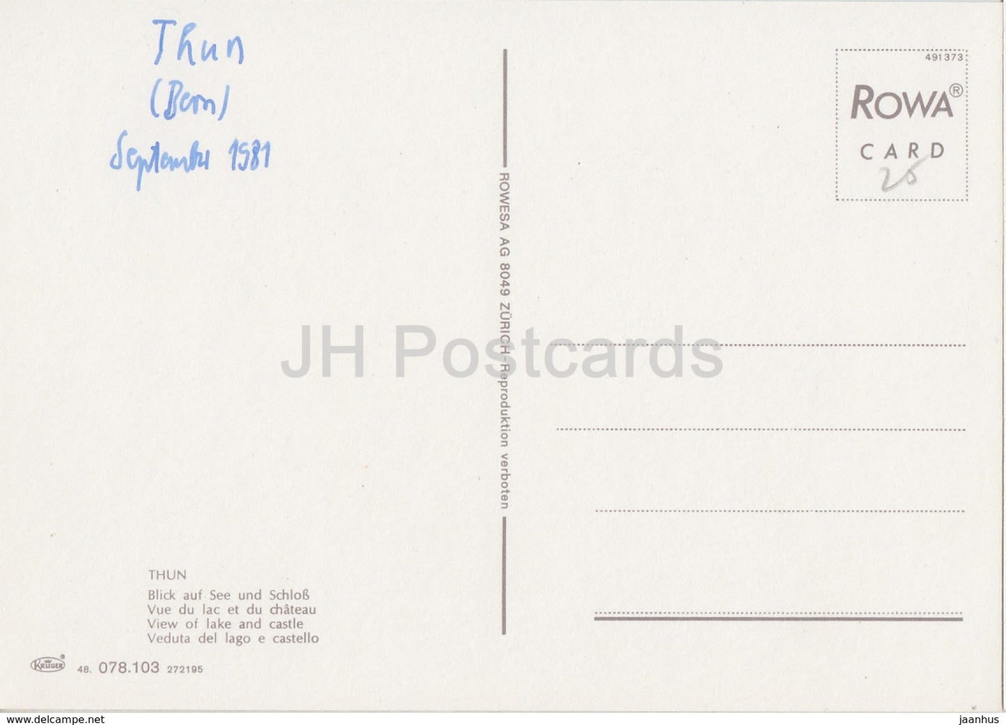 Thoune - Thun - Blick auf See und Schloss - château - 1981 - Suisse - utilisé