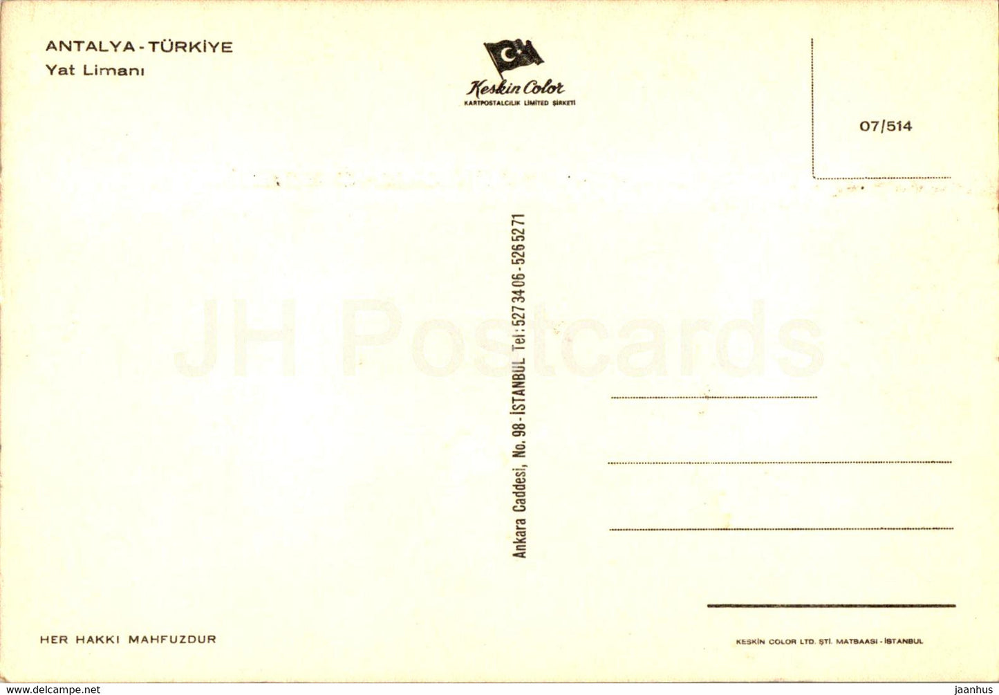 Antalya - Yat Limani - Yacht Harbour - boat - port - 07/514 - Turkey - unused