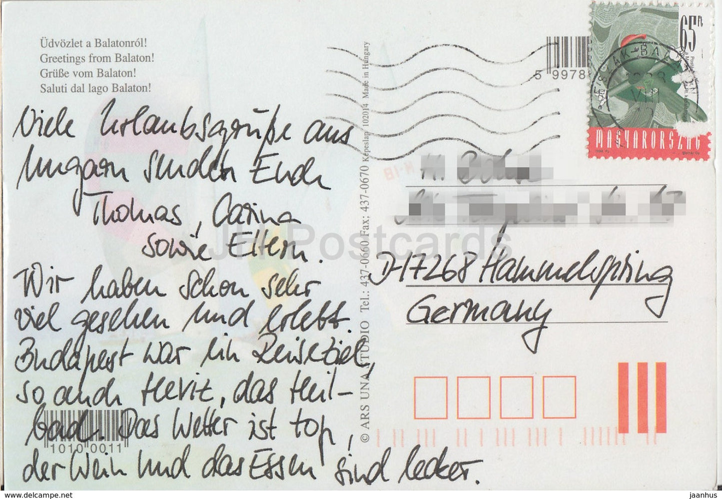 Salutations de Balaton - église - bateau à voile - volley-ball - multiview - 1998 - Hongrie - d'occasion