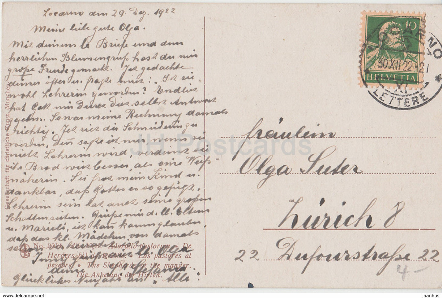 painting by Albert Figel - Adoratio pastorium - The Shepherds - German art - old postcard - 1922 - Germany - used