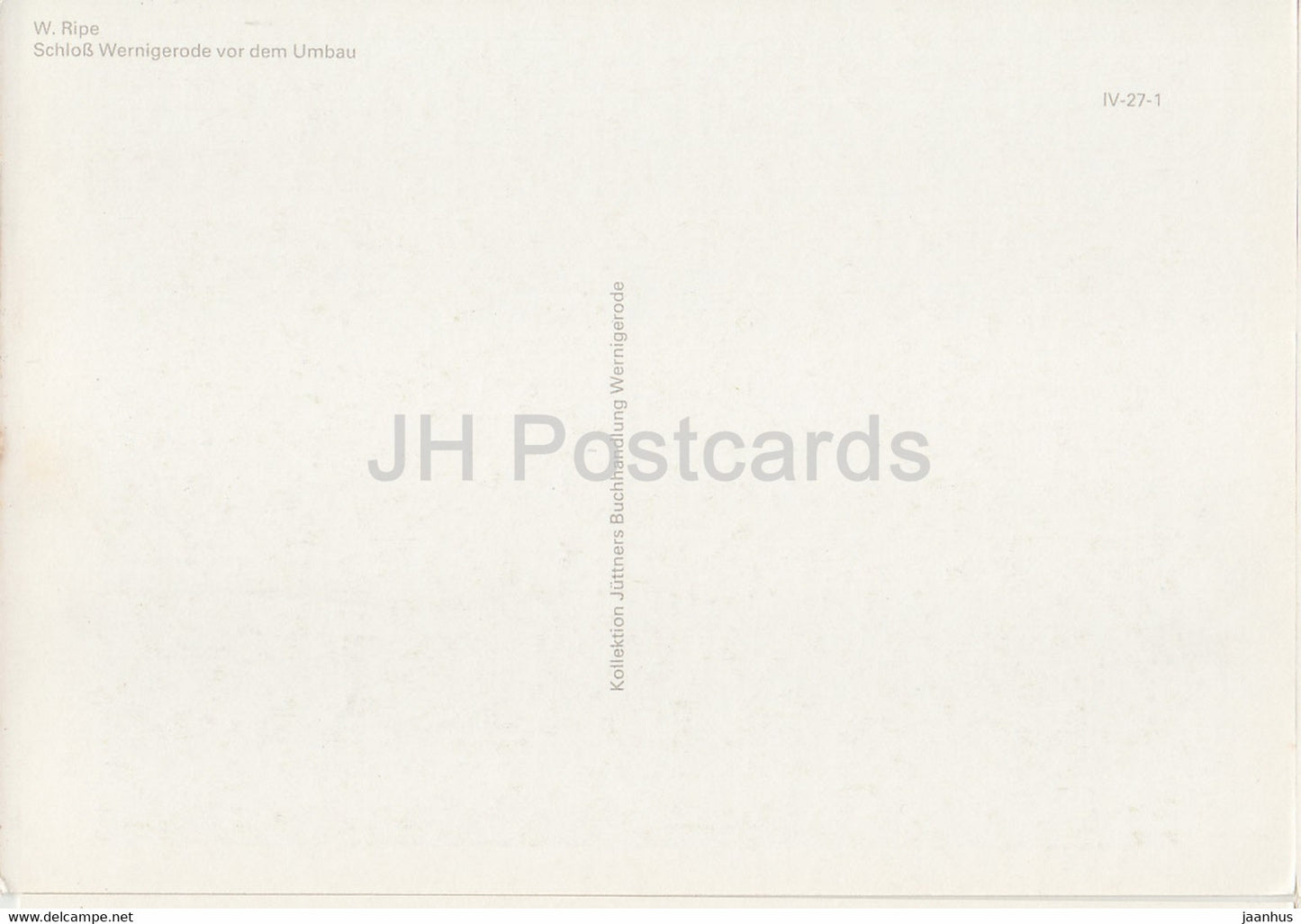 Schloss Wernigerode vor dem Umbau - castle - art by W. Ripe - DDR Germany - unused