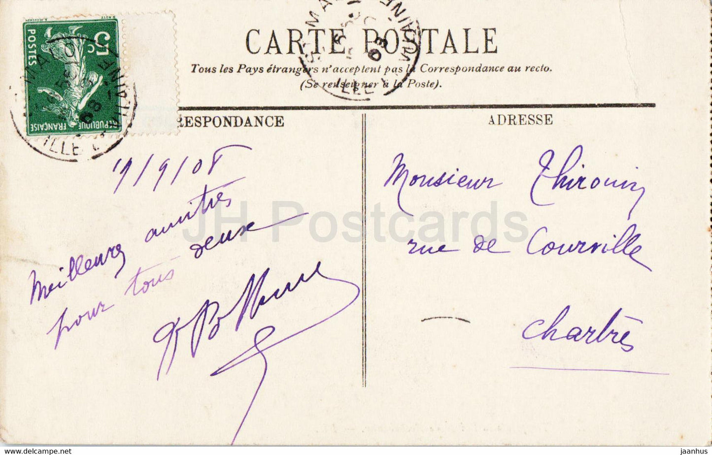 Parame - Tempête à la Pointe de Rochebonne - 42 - carte postale ancienne - 1908 - France - occasion