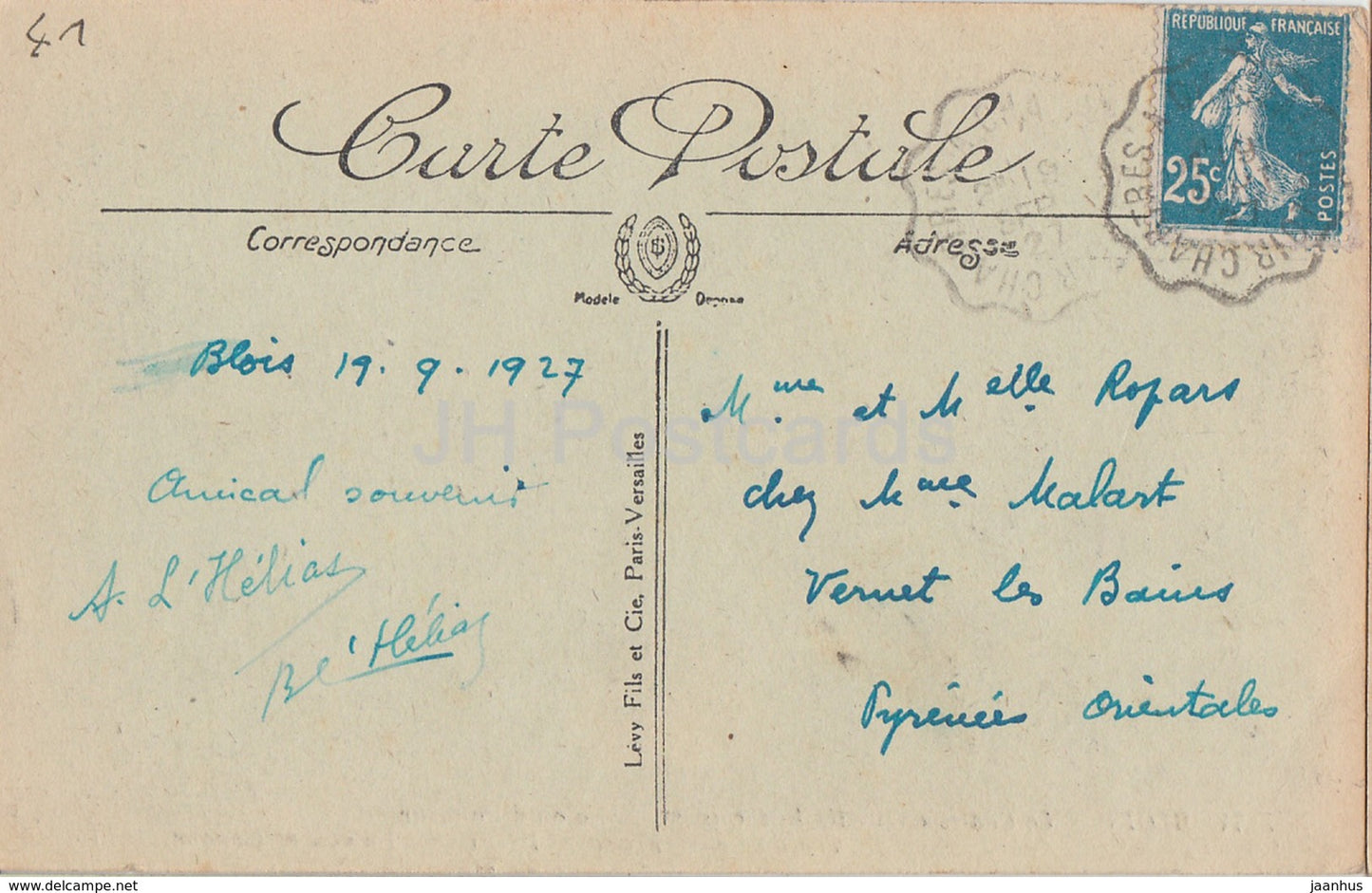 Blois - Le Chateau - Aile Francois Ier - Salon d'Honneur - 74 - old postcard - 1927 - France - used