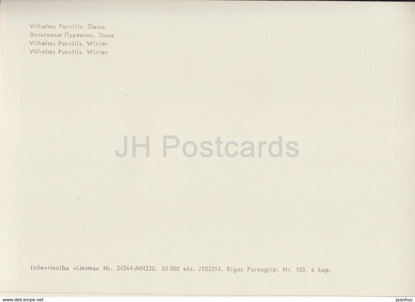 peinture de Vilhelms Purvitis - Hiver - Art letton - Lettonie URSS - inutilisé