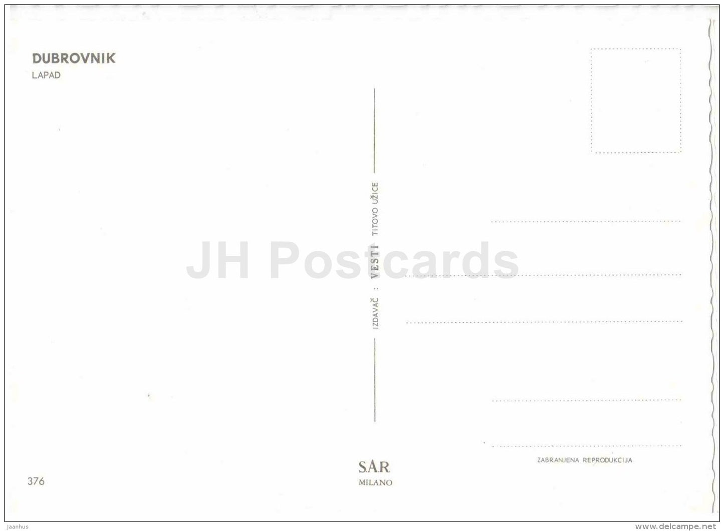 Lapad - Dubrovnik - 376 - Croatia - Yugoslavia - unused - JH Postcards