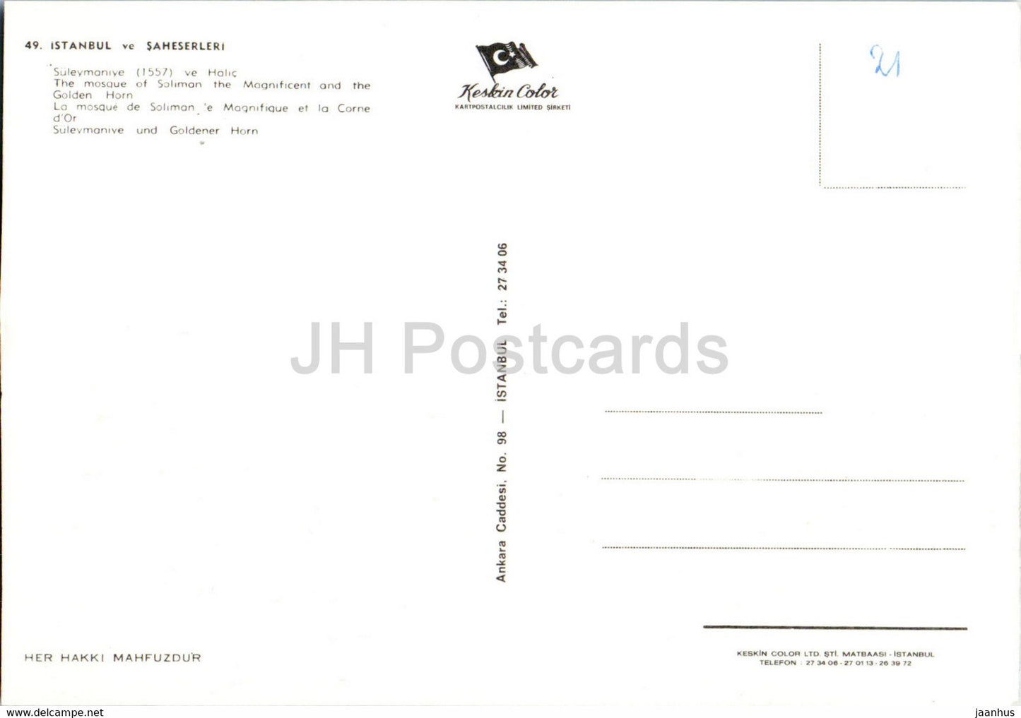 Istanbul - The Mosque of Soliman the Magnificent and Golden Horn - Keskin - 49 - Turkey - unused