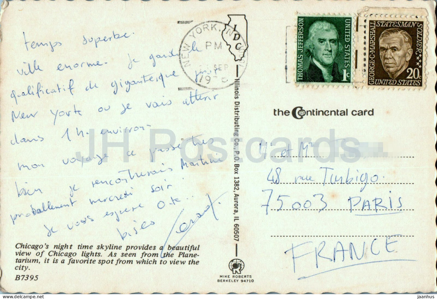 Skyline nocturne de Chicago - B7395 - USA - occasion