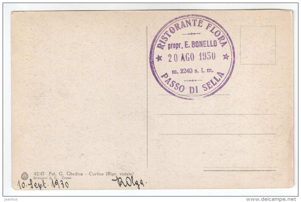 Gruppo del Sassolungo 3178 m - mountain - 42/47 - Brunner & C. Como - Ristorante Flora - old postcard - Italy - unus - JH Postcards