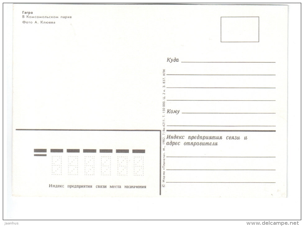 in the Komsomol Park - palm trees - Gagra - Abkhazia - 1982 - Georgia USSR - unused - JH Postcards
