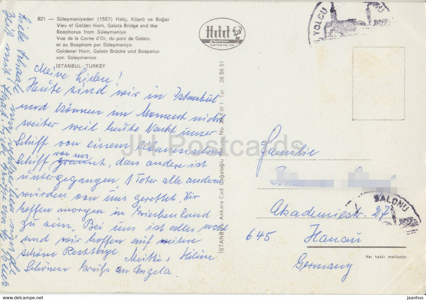 Istanbul - Vue de la Corne d'Or - Pont de Galata et Bosphore depuis Suleymaniye - Turquie - occasion