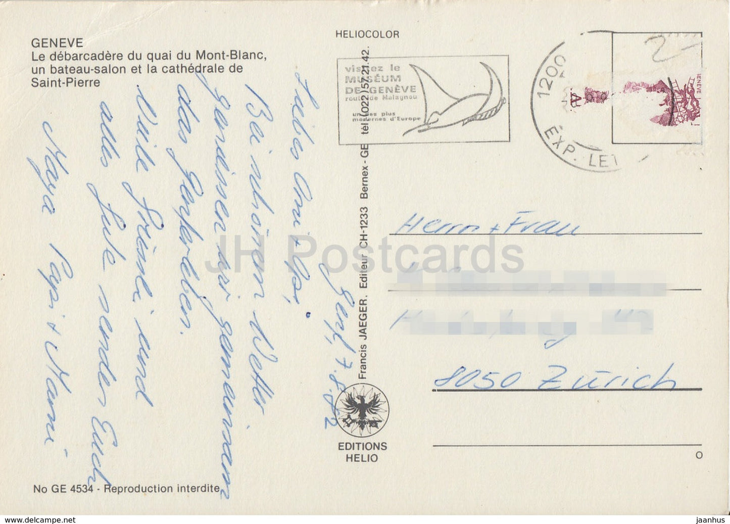 Geneve - Geneva - Le Debarcadere du quai du Mont Blanc - steamer - passenger ship - 1982 - Switzerland - used