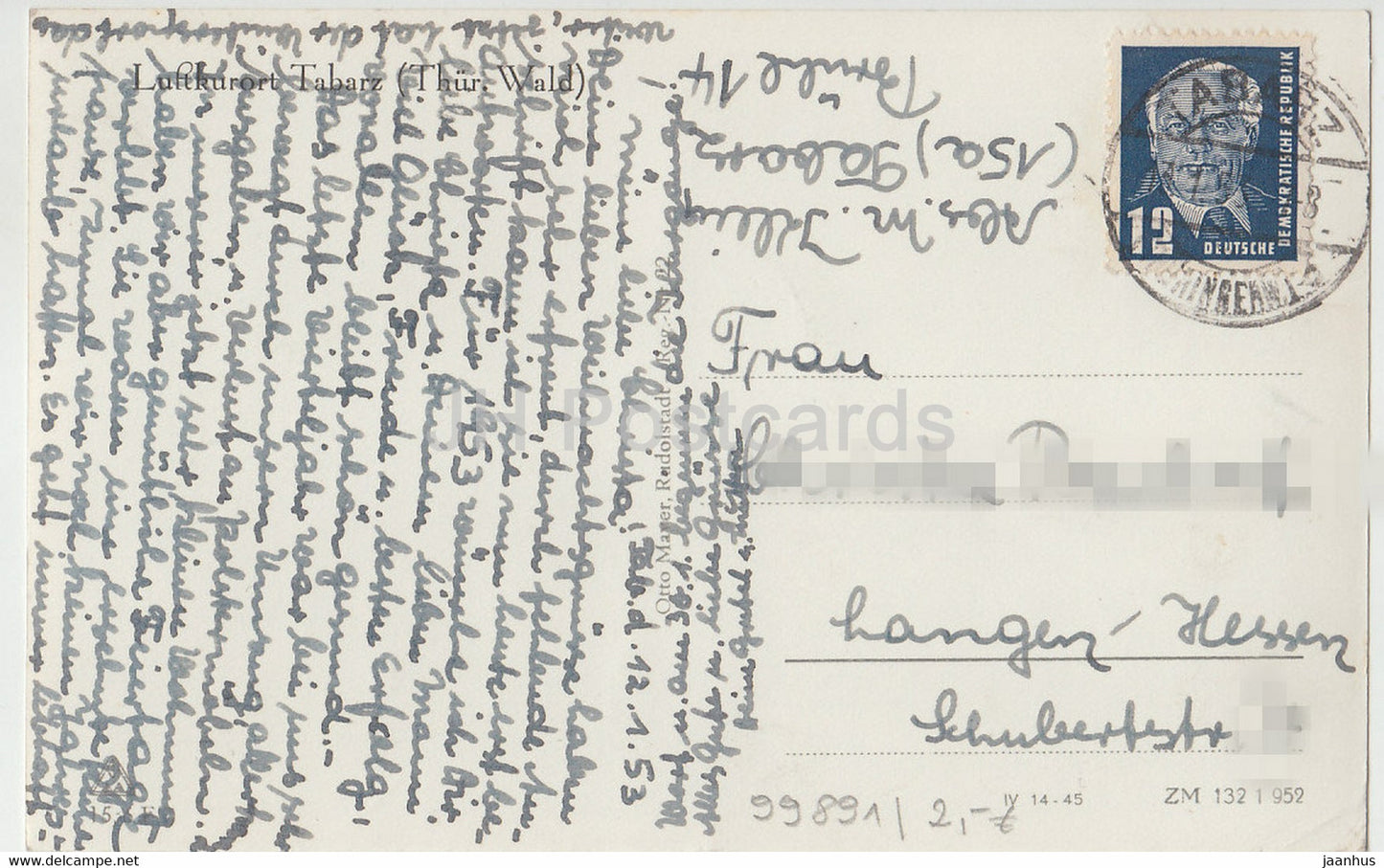 Winter im Thüringer Wald - Luftkurort Tabarz - alte Postkarte - 1953 - Deutschland DDR - gebraucht