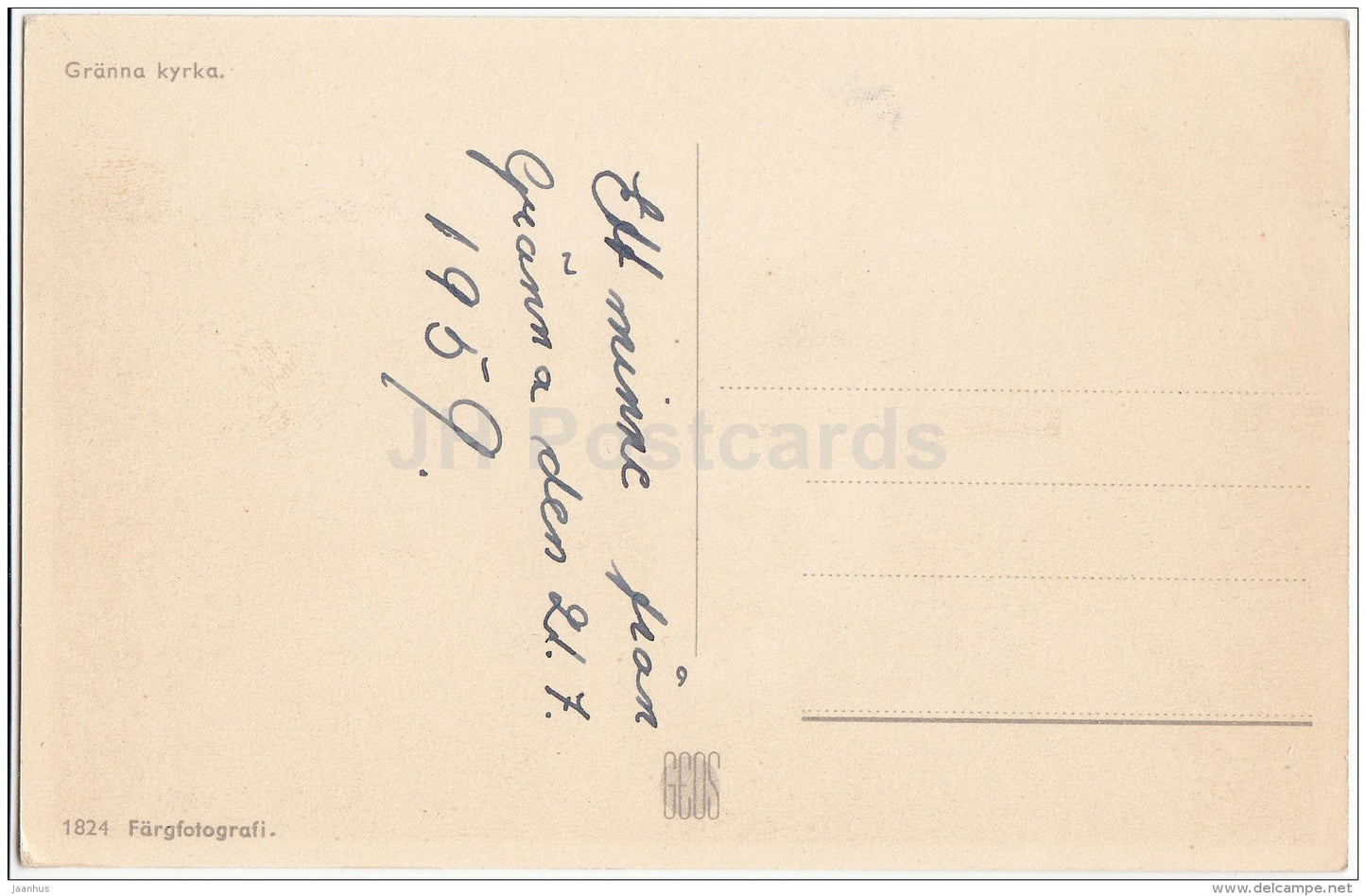 Gränna kyrka - church - 1824 - Sweden - used - JH Postcards