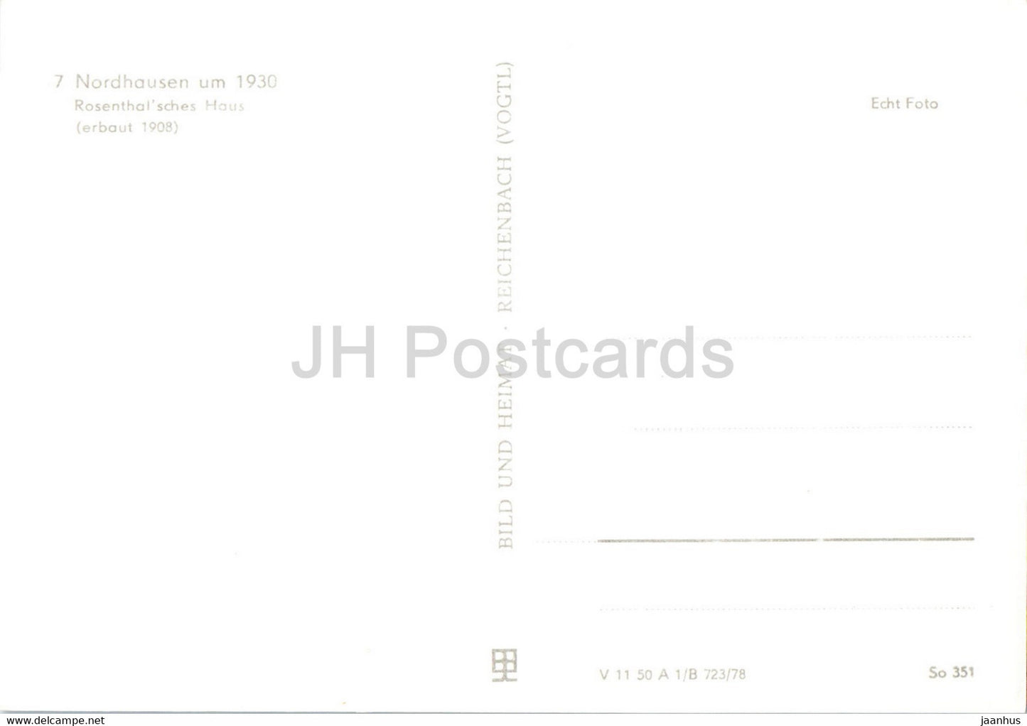 Nordhausen um 1930 - Rosenthalsches Haus - Germany DDR - unused