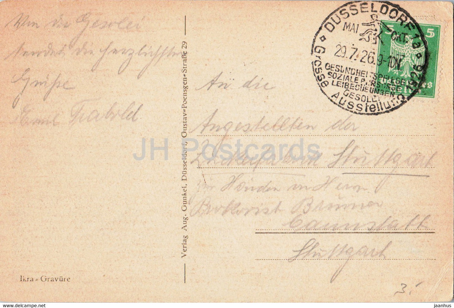 Dusseldorf Gesolei - Ehrenhof - Entw Prof Dr Kreis - 1926 - carte postale ancienne - Allemagne - utilisé